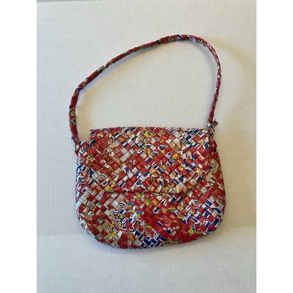 Half The Sky Designs Rebagz Candy Wrappers Red Shoulder Bag Purse - Picture 1 of 11